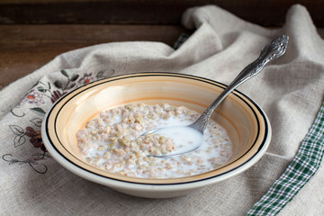 Green Buckwheat groats with milk