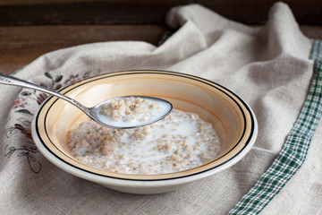 Green Buckwheat groats with milk
