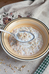 Green Buckwheat groats with milk