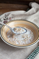 Green Buckwheat groats with milk