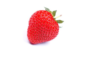 Strawberry isolated on a white background, with shadow, side vie