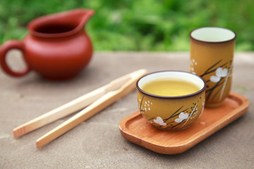 Traditional chinese tea ceremony accessories tea cups, pitcher