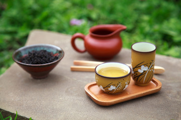 Traditional chinese tea ceremony accessories tea cups, pitcher