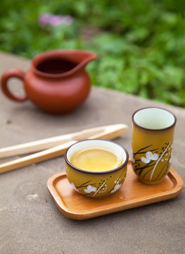 Traditional chinese tea ceremony accessories tea cups, pitcher