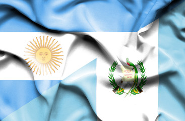 Waving flag of Guatemala and Argentina