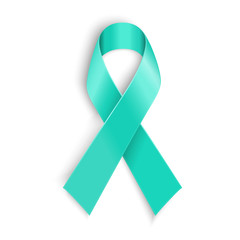 Teal ribbon symbol of scleroderma, ovarian cancer, food allergy
