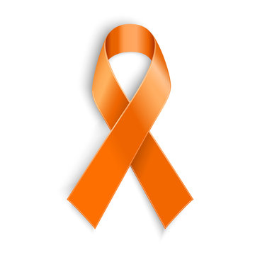 orange ribbon on white background.