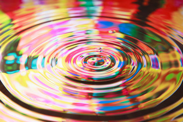 Water drop and circles on on the water, colorful background