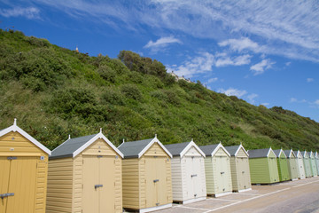 Fototapeta na wymiar Colorful Beach huts, Bournemouth, Dorset, UK