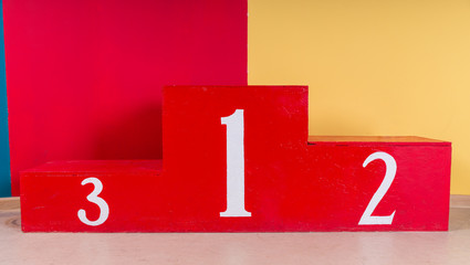 Winners podium with first, second and third places