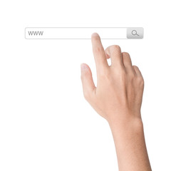 finger click on search www toolbar browser isolated white backgr