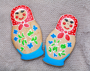 Homemade Gingerbread men in protective khaki uniforms 