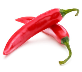 red chili or chilli cayenne pepper isolated on white  background