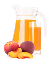 Peach fruit juice in glass jug