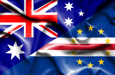 Waving flag of Cape Verde and Australia