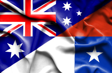 Waving flag of Chile and Australia