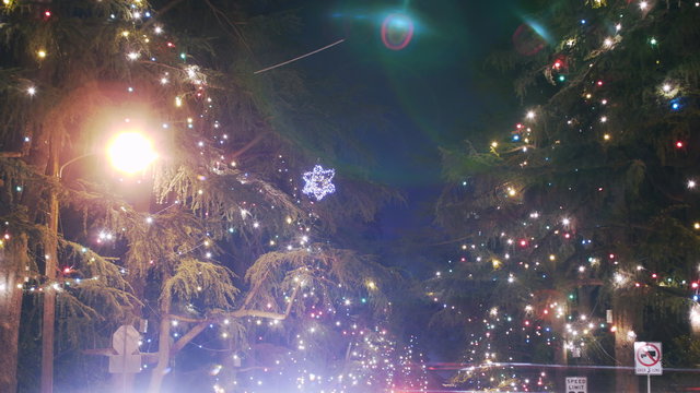  Time Lapse footage with tilt down motion of Christmas Illumination at Christmas Lane in Altadena, California
