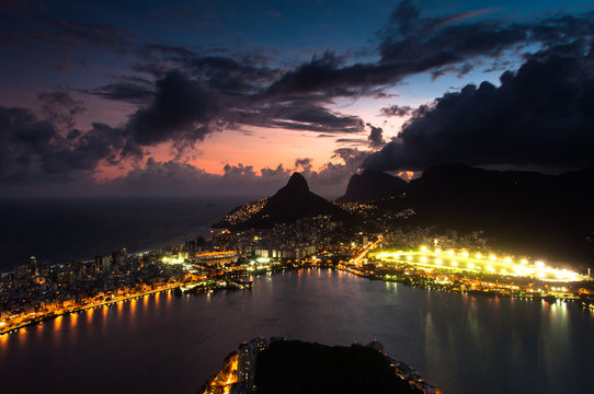 Spectacular Aerial View of Rio de Janeiro by Sunset