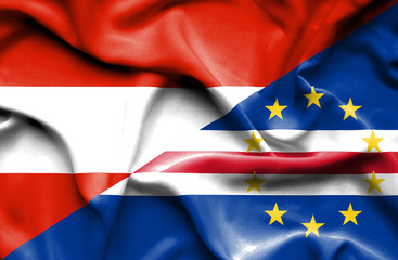 Waving flag of Cape Verde and Austria