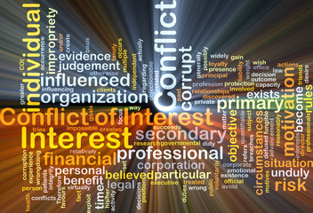 Conflict of interest background concept glowing
