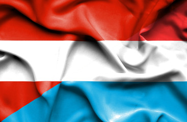 Waving flag of Luxembourg and Austria