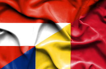 Waving flag of Romania and Austria