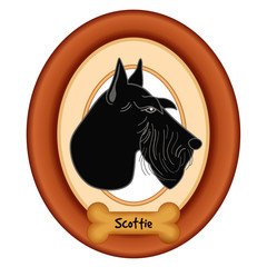 Scottish Terrier portrait dog bone pet treat profile wood frame 
