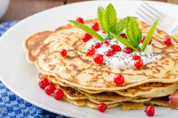Homemade pancakes with fruit