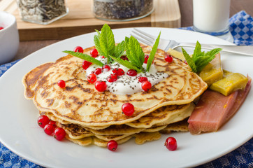 Homemade pancakes with fruit