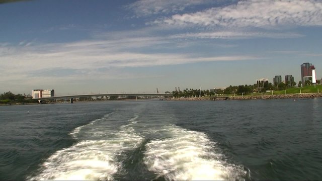 Time lapse of ferry departing from port