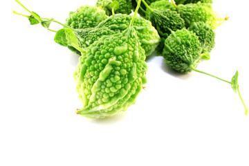 close up bitter gourd isolated on white background