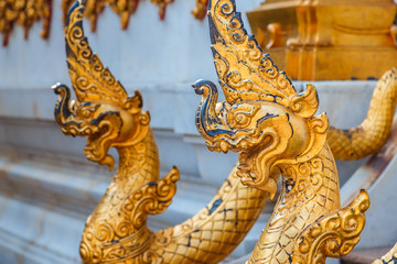 Fototapeta na wymiar Guardian Creatures Statueat Wat Bovorn (Bowon) in Bangkok, Thailand