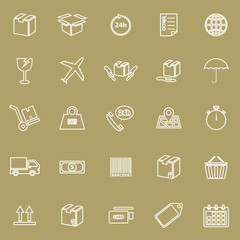 Shipping line icons on brown background