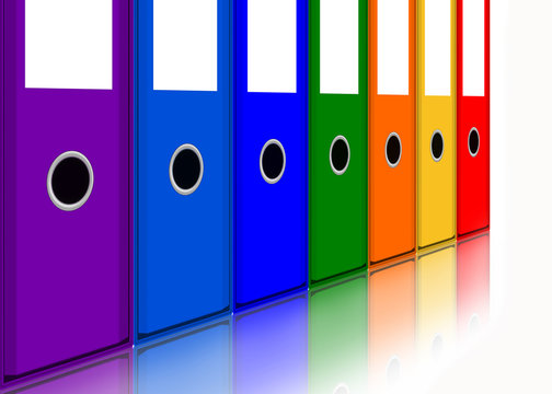 Row of Coloured office binders