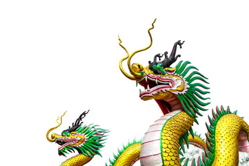 Obraz premium Chinese dragon statue isolated on white