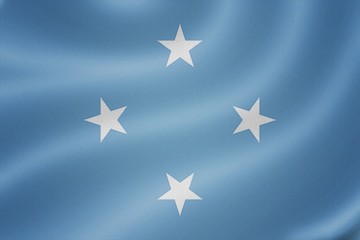 Federated States of Micronesia flag on the fabric texture backgr