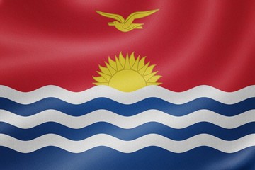 Kiribati flag on the fabric texture background