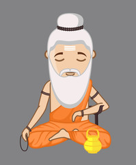 Old Maharishi Vishvamitra Vector Illustration