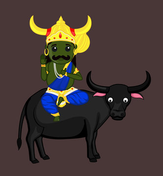 Yamraj on Buffalo - Hindu Mythological character