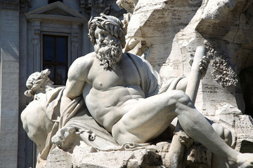 Fountain Zeus in Bernini's, Piazza Navona in Rome, Italy