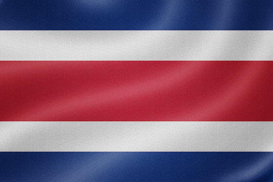 Costa Rica flag on the fabric texture background