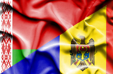 Waving flag of Moldavia and Belarus