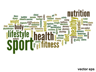 Vector conceptual health word cloud