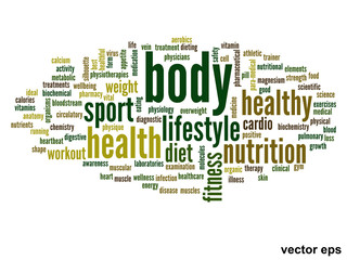 Vector conceptual health word cloud