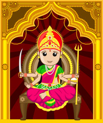 Maa Santoshi - Cartoon Indian Goddess
