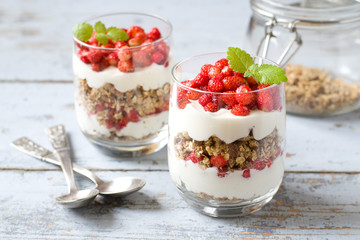 Parfait with wild strawberry