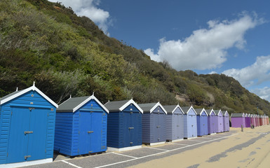 Fototapeta na wymiar Beach huts on promenade, Bournemouth, Dorset