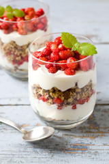 Parfait with wild strawberry