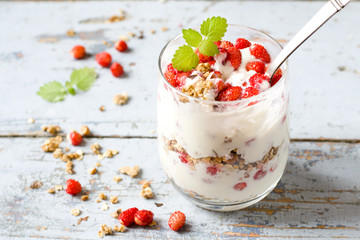 Parfait with wild strawberry