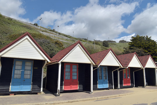 Beach huts on promenade, Bournemouth, Dorset